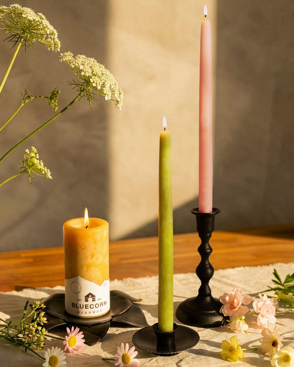 Hand-Dipped Beeswax Taper Candles - Bulk 4-Pair Bundle