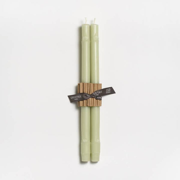 Greentree Home Candle, 12" Bamboo Unscented Taper Handmade Beeswax Candles