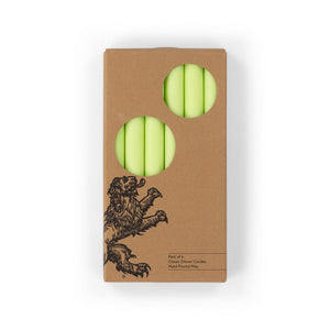 British Colour Standard 25cm / 10'' H Chartreuse Green Eco Dinner Candles, Gift Box of 6