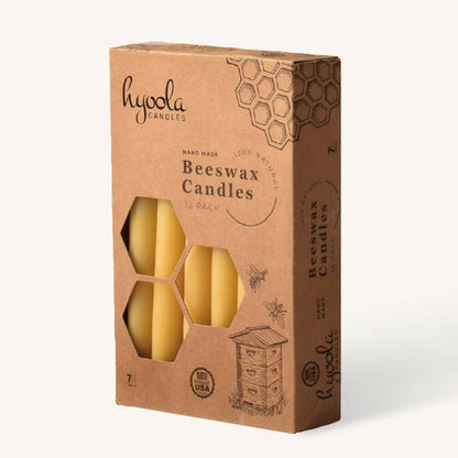 Yellow Beeswax Candles- 7 Hours - 12 Pack