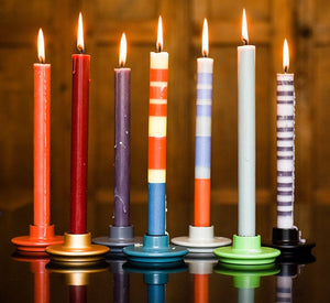 British Colour Standard Striped Mixed Pack of All 3 Stripes Eco Dinner Candles, Gift Box of 6