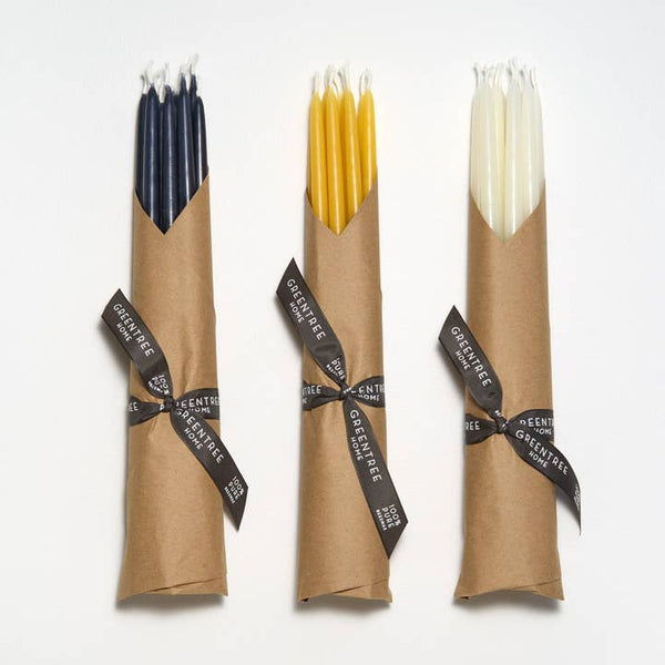 Greentree Home Candle, Event Unscented Taper Handmade Beeswax Candles - Bundle of 10