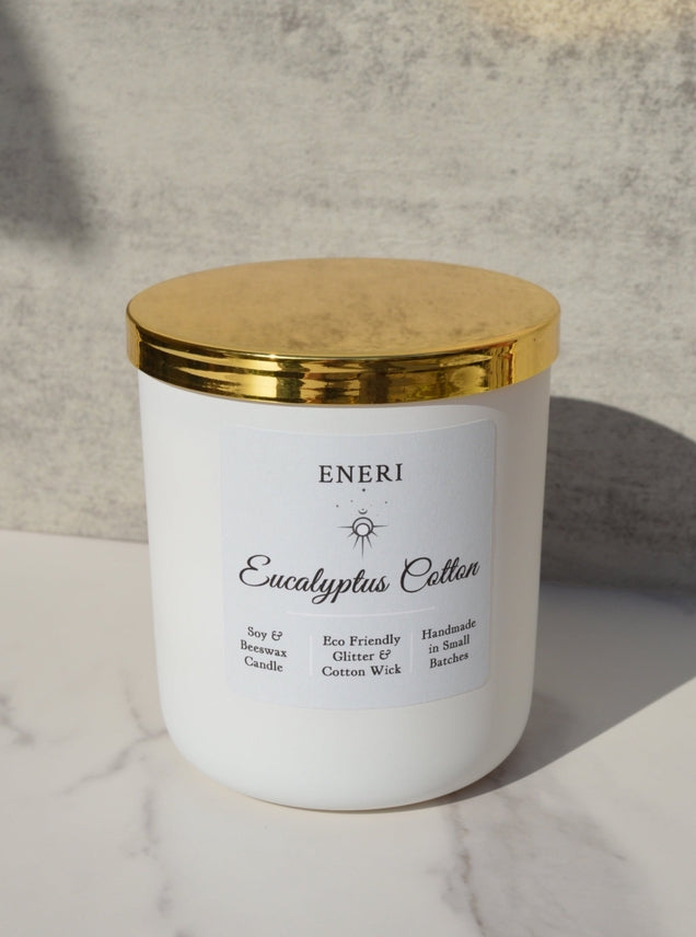 ENERI 12 oz Scented Candle, Eucalyptus Cotton