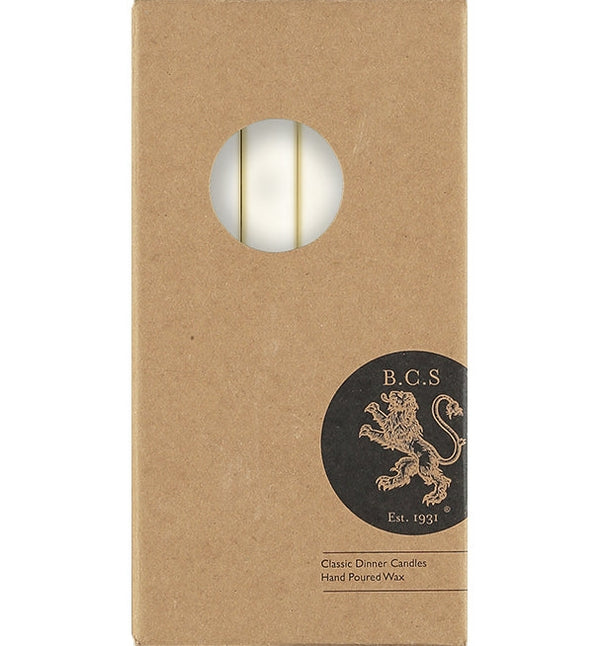 British Colour Standard 25cm / 10'' H Pearl White Eco Dinner Candles, Gift Box of 6