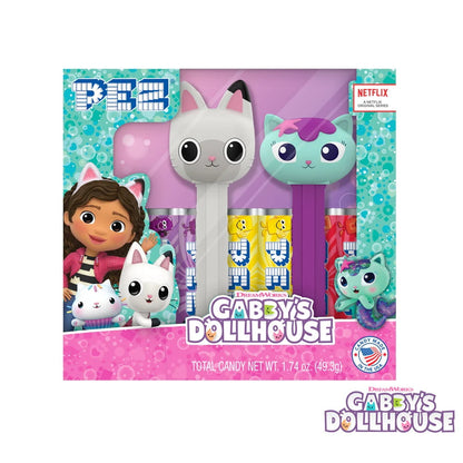 PEZ Candy DreamWorks Gabby's Dollhouse Twin Pack with 2 Candy Dispensers + 6 Rolls of Assorted Fruit Candy