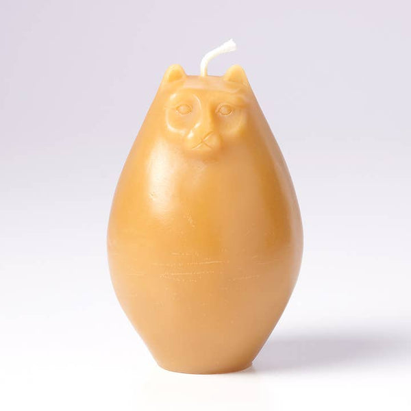 Greentree Home Candle, Fat Cat Unscented Handmade Beeswax Sculptural Animal Candles