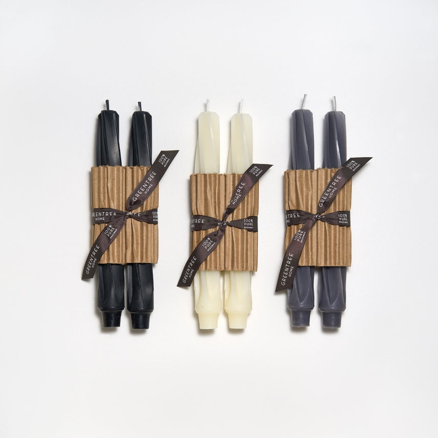 Greentree Home Candle, 9" Twist Unscented Taper Handmade Beeswax Candles