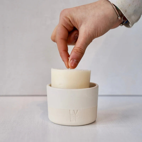 Salt Candle Vessel + Wax Candle Refill