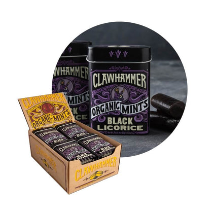 Clawhammer Organic Mints Candy, 1.07 Ounce (30g) Tins - 12 Count Display Box