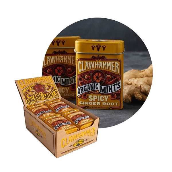 Clawhammer Organic Mints Candy, 1.07 Ounce (30g) Tins - 12 Count Display Box