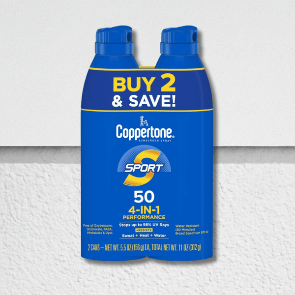 Coppertone Sunscreen Spray Sport SPF 50 4-IN-1 Pack of 2 5.5oz