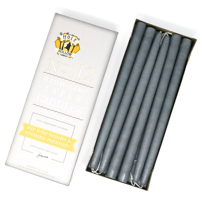 Mole Hollow Candles, 12" Unscented Taper Candle, Set of 12 - Choose from 39 Colors!