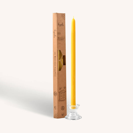 Yellow Beeswax Candles  - 16 inch - 4 Pack