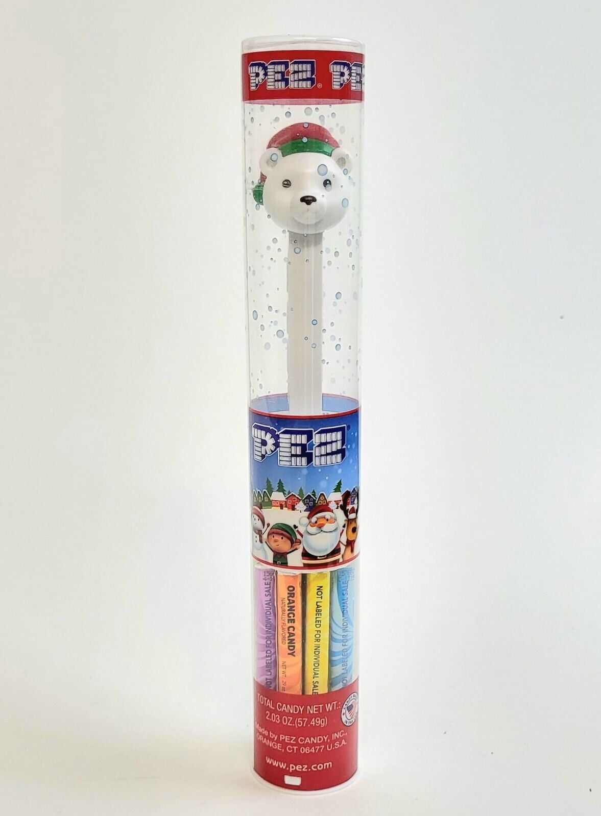 PEZ Christmas Collection Christmas Holiday Candy Dispenser Tube, 7 Rolls of Candy (Assorted Fruit & Sugar Cookie Flavor PEZ Candy