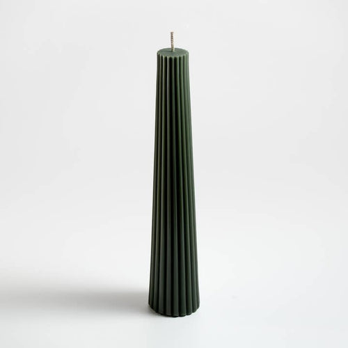 Greentree Home Candle, Fluted Pillar Unscented Taper Handmade Beeswax Sculptural Candles
