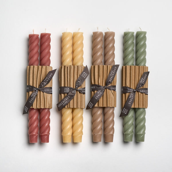 Greentree Home Candle, Wedding Collection - 10" Rope Unscented Taper Handmade Beeswax Candles