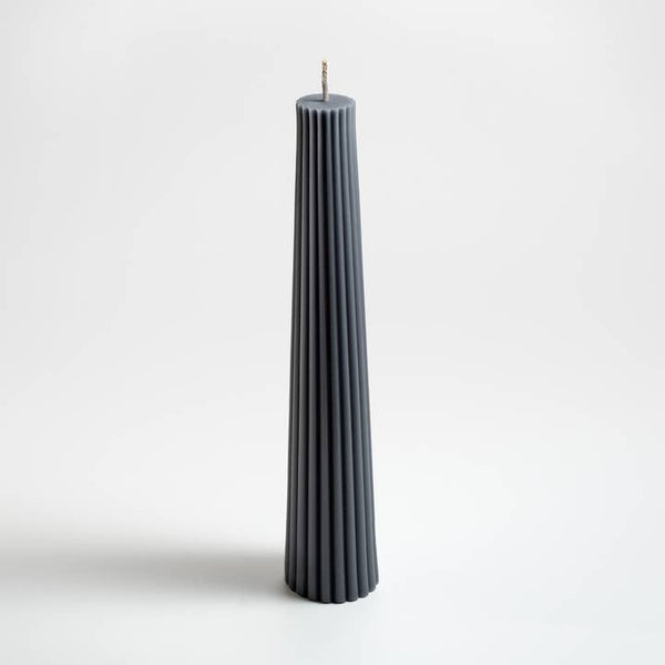 Greentree Home Candle, Fluted Pillar Unscented Taper Handmade Beeswax Sculptural Candles