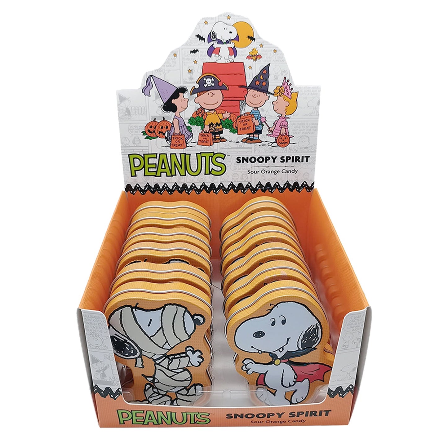 Halloween Peanuts Snoopy Spirit Tins, 1 Ounce Sour Orange Candy