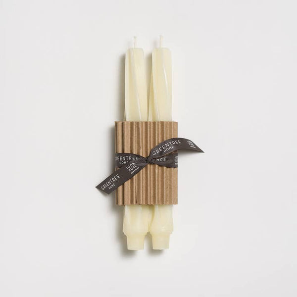 Greentree Home Candle, 9" Twist Unscented Taper Handmade Beeswax Candles