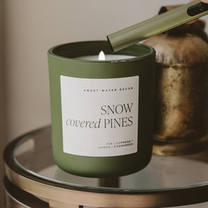 Sweet Water Decor Snow Covered Pines 15 oz Soy Candle, Matte Jar