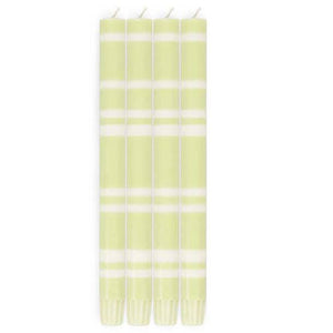 British Colour Standard - 25cm / 10'' H - Striped - Eco Dinner Eau De Nil and Pearl Candles, Gift Box of 4