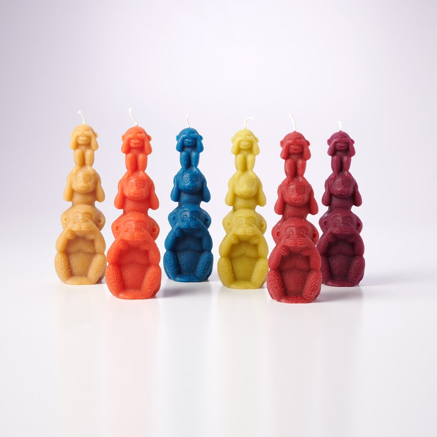Greentree Home Candle, Wise Monkey Unscented Handmade Beeswax Sculptural Animal Candles