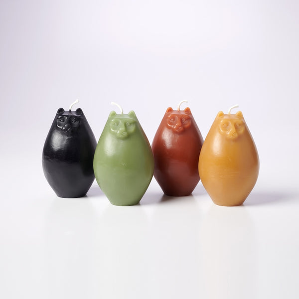Greentree Home Candle, Fat Cat Unscented Handmade Beeswax Sculptural Animal Candles