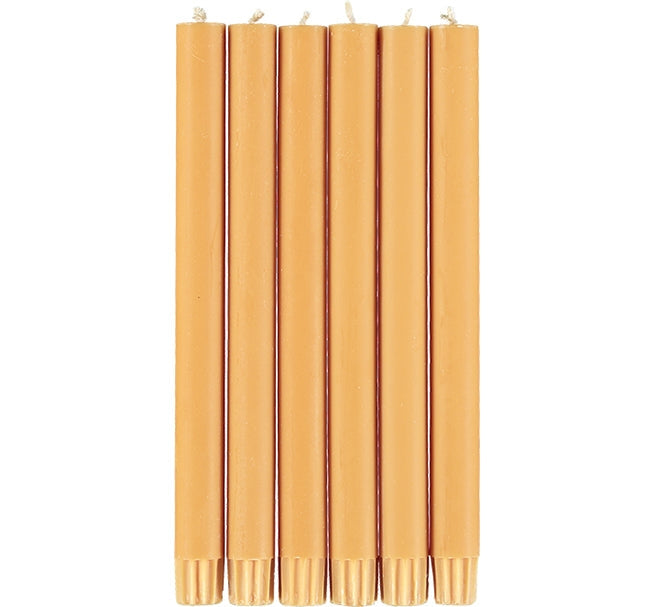 British Colour Standard 25cm / 10'' H Saffron Yellow Eco Dinner Candles, Gift Box of 6