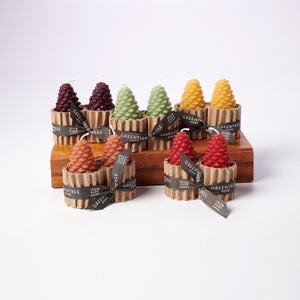Greentree Home Candle, Small Pine Cone Unscented Handmade Beeswax Sculptural Candles