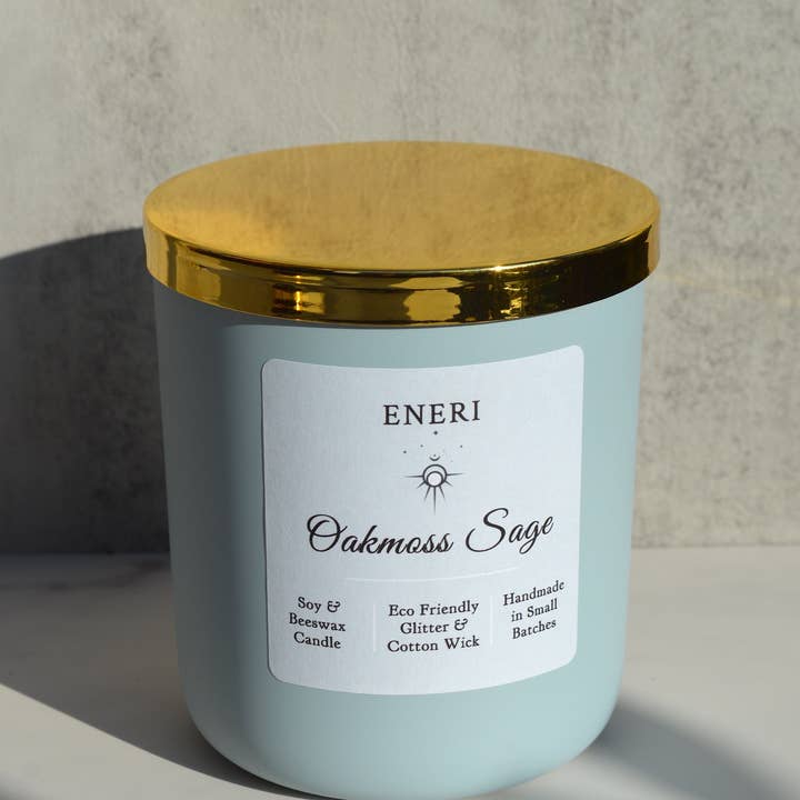 ENERI 12 oz Scented Candle, Oakmoss Sage