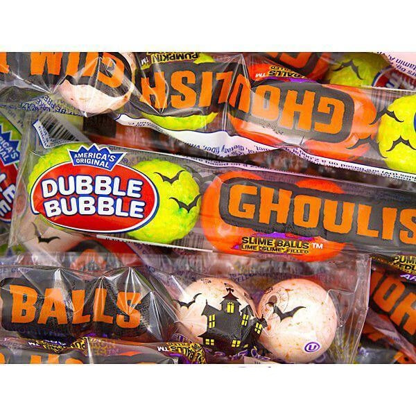 Dubble Bubble Halloween Ghoulish Gumballs 10-Ball Tubes - 24 Count Display Box