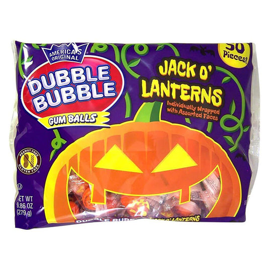 Jack O' Lanterns Halloween Dubble Bubble Pumpkin Gum Balls, 50 Pieces, 9.86 Ounce Bag