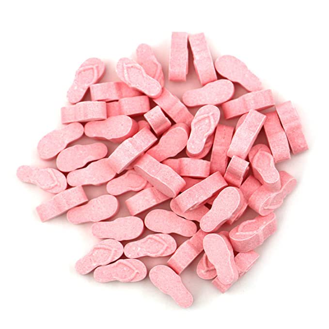 Flamingo Pool Party Tin Candy Pink Flip Flop Shaped Candies - 12 Count Display Box