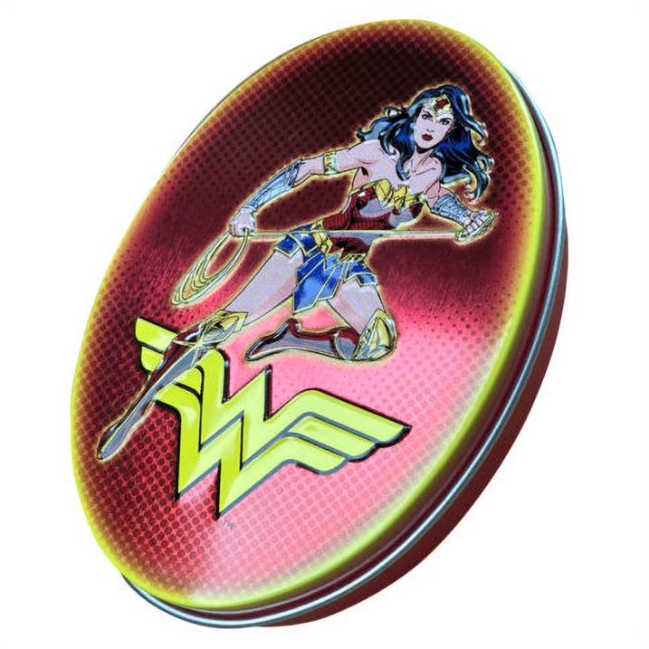 DC Comics Wonder Woman Golden Sours, 1.2 Ounce Tin of Sour strawberry Lemonade Flavored Logo Candy - 12 Count Display Box