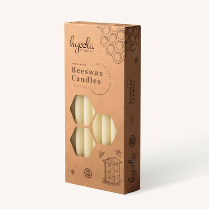 White Beeswax Candles- 10 Hours - 12 Pack