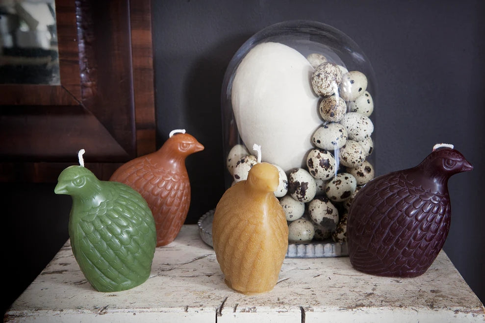 Greentree Home Candle, Partridge Bird Unscented Handmade Beeswax Sculptural Animal Candles