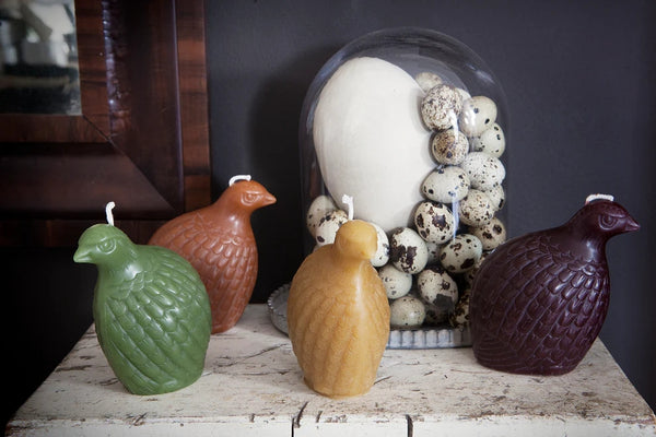 Greentree Home Candle, Partridge Bird Unscented Handmade Beeswax Sculptural Animal Candles