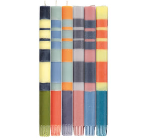 British Colour Standard Striped Mixed Pack of All 3 Stripes Eco Dinner Candles, Gift Box of 6