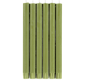 British Colour Standard 25cm / 10'' H Olive Eco Dinner Candles, Gift Box of 6