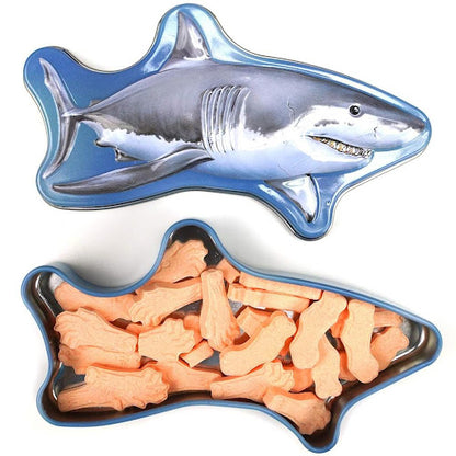 Maneater Shark Body Parts Shaped Candy in Collectible Tin, 1.0 Ounce Sour Orange Body Parts Shaped Candy - 12 Count Display Box