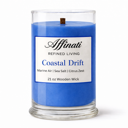 Coastal Drift Wooden Wick Candle – Luxury 21 oz Soy Blend | Affinati