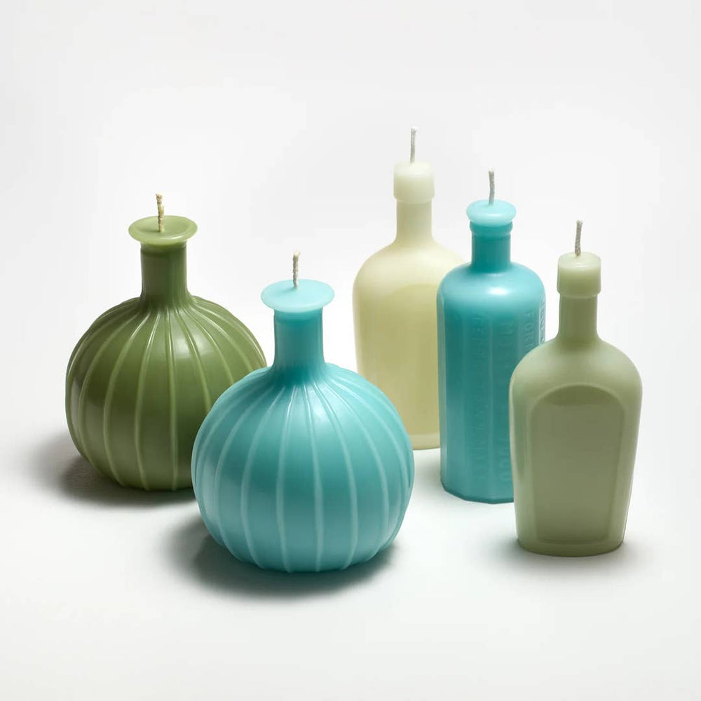Greentree Home Candle, Bottles Unscented Handmade Beeswax Sculptural Candles