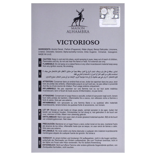 Maison Alhambra Victorioso Eau de Parfum Spray for Men, 100 ml