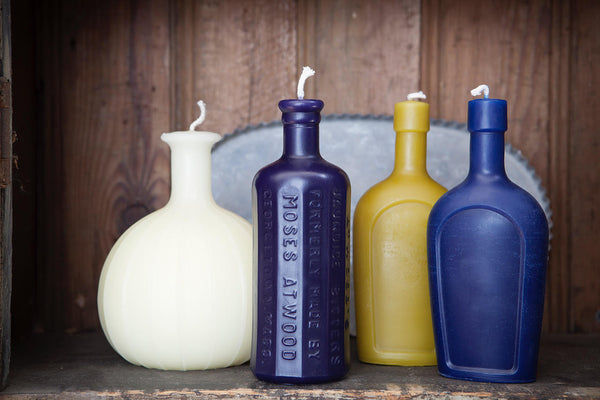 Greentree Home Candle, Bottles Unscented Handmade Beeswax Sculptural Candles