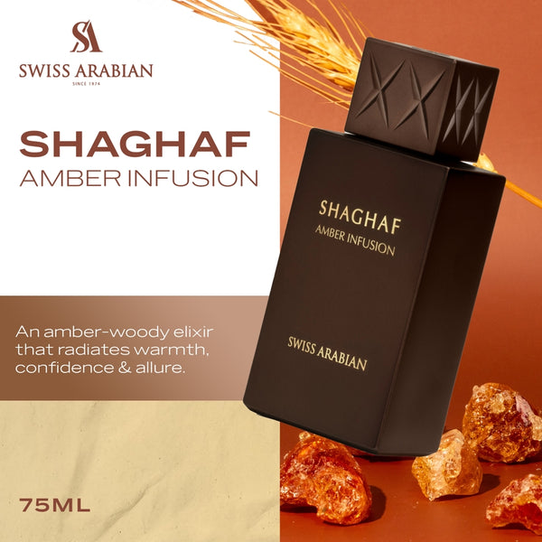 Swiss Arabian Shaghaf Amber Infusion Luxury Eau de Parfum Unisex Perfume Spray
