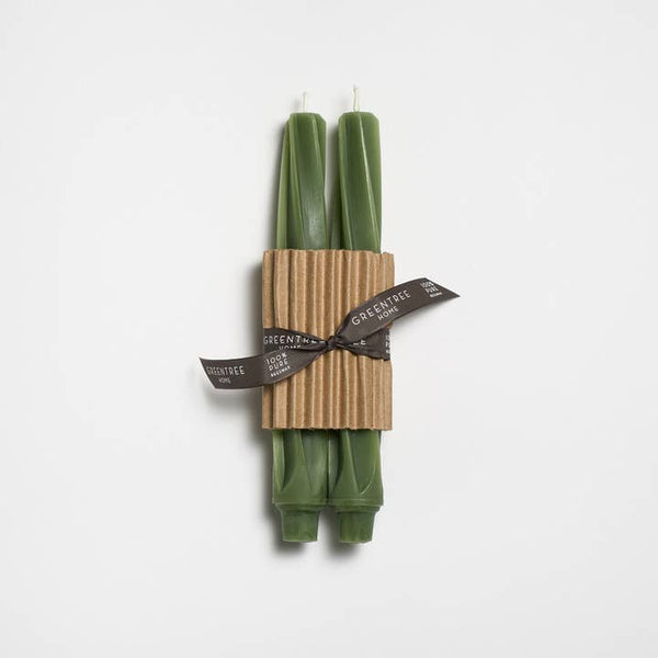 Greentree Home Candle, 9" Twist Unscented Taper Handmade Beeswax Candles
