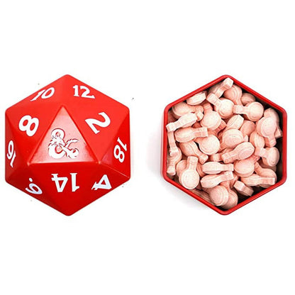 Dungeons and Dragons D20 +1 Cherry Potion Hard Candy, 1.2 Ounce Tin - 12 Count Display Box