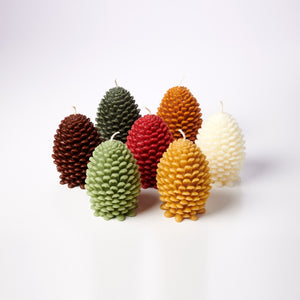 Greentree Home Candle, Jumbo Pine Cone Unscented Handmade Beeswax Sculptural Candles