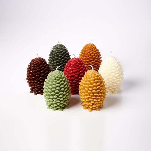 Greentree Home Candle, Jumbo Pine Cone Unscented Handmade Beeswax Sculptural Candles