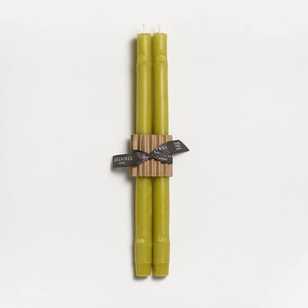 Greentree Home Candle, 12" Bamboo Unscented Taper Handmade Beeswax Candles